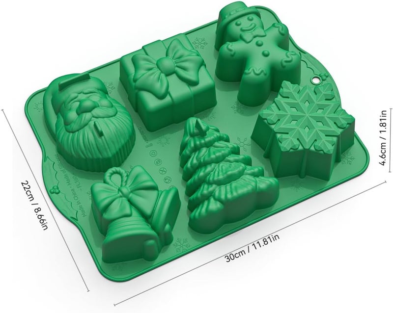 Apiocmy Christmas Silicone Molds, Large Size Xmas 3D Christmas Baking Mold with Scraper for Cakes, Handmade Soap, Chocolate, Jello, soap, Candy and Candles (Green) - Image 4